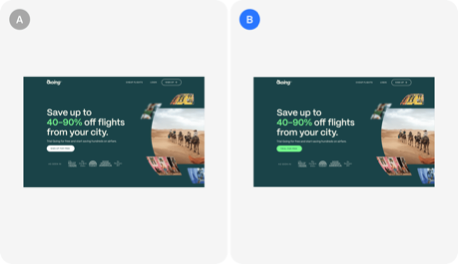 Going A/B test, version A next to version B