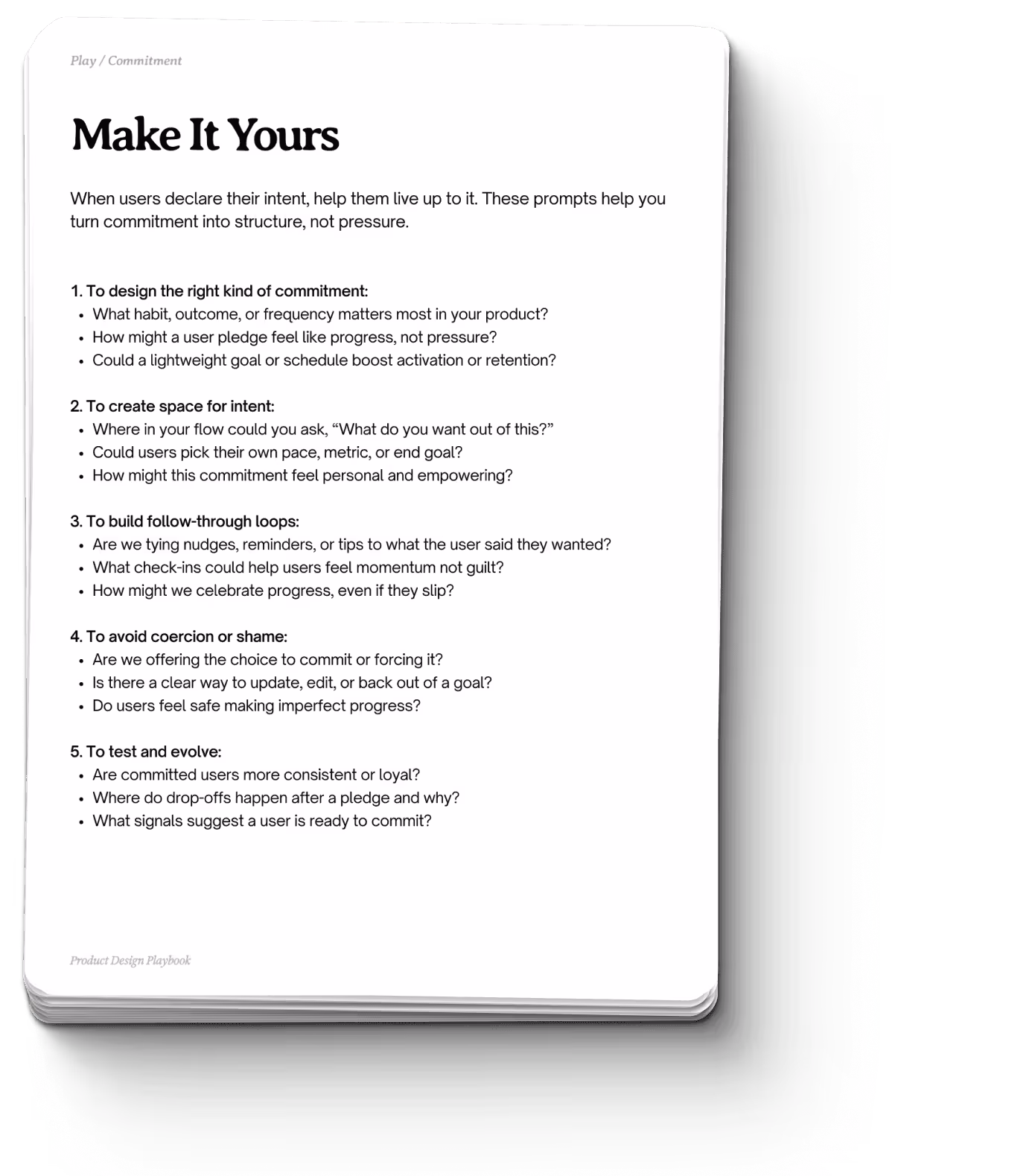 A 'Make It Yours' prompt card with guided questions