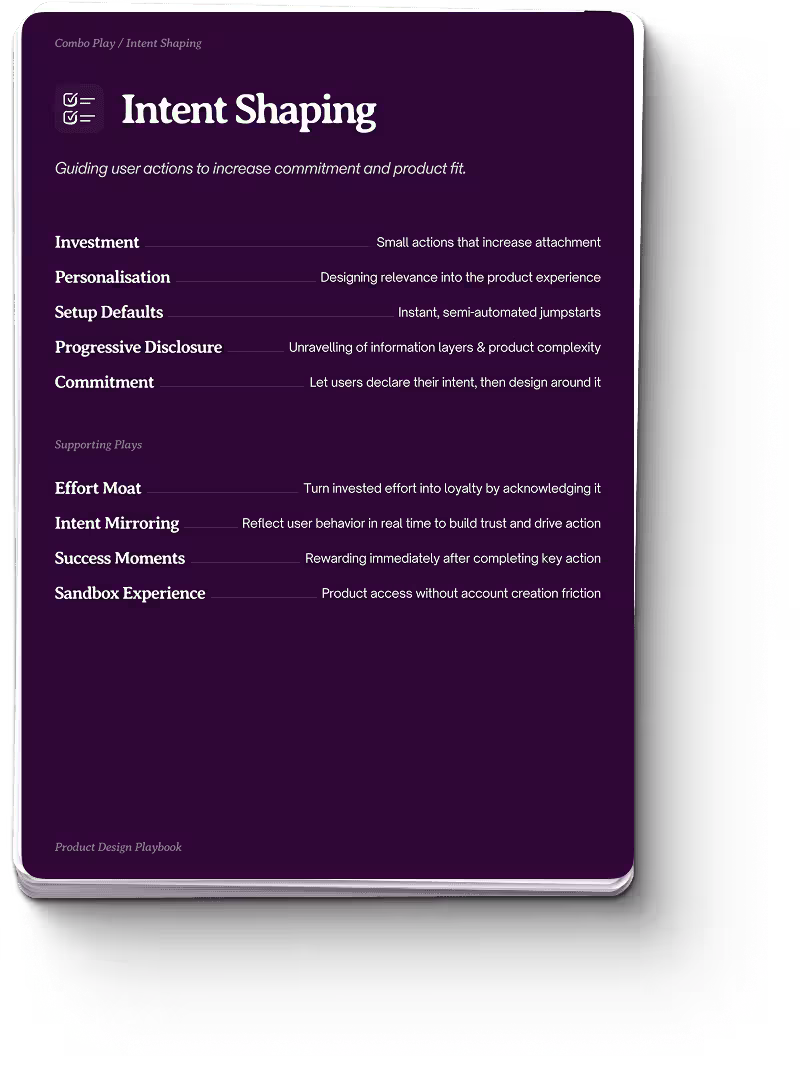 The Intent Shaping stack card listing its building blocks