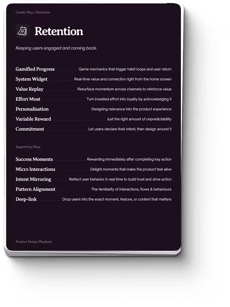 The Onboarding, Retention and Monetisation stack cards